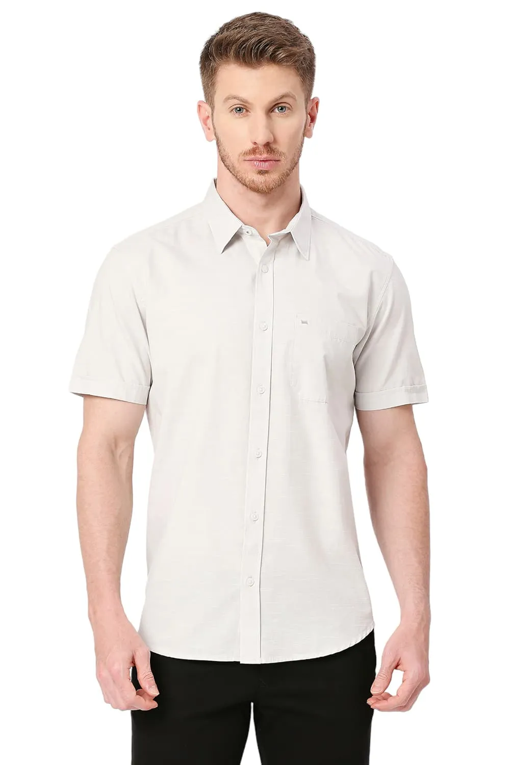 Slim Fit Cotton Slub Halfsleeves Shirt