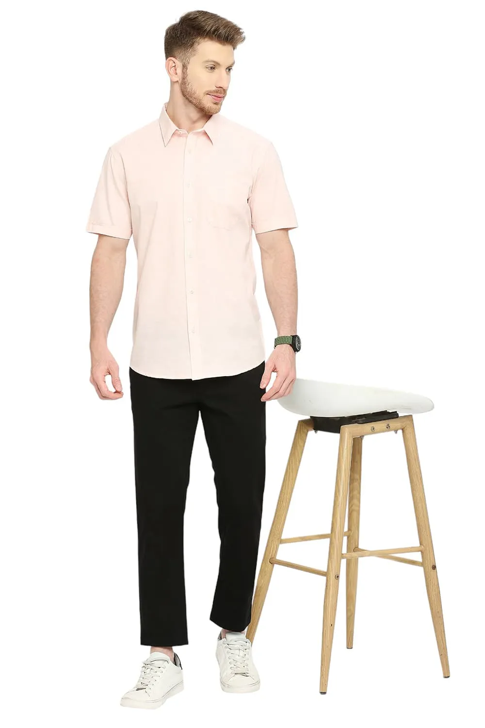 Slim Fit Cotton Slub Halfsleeves Shirt