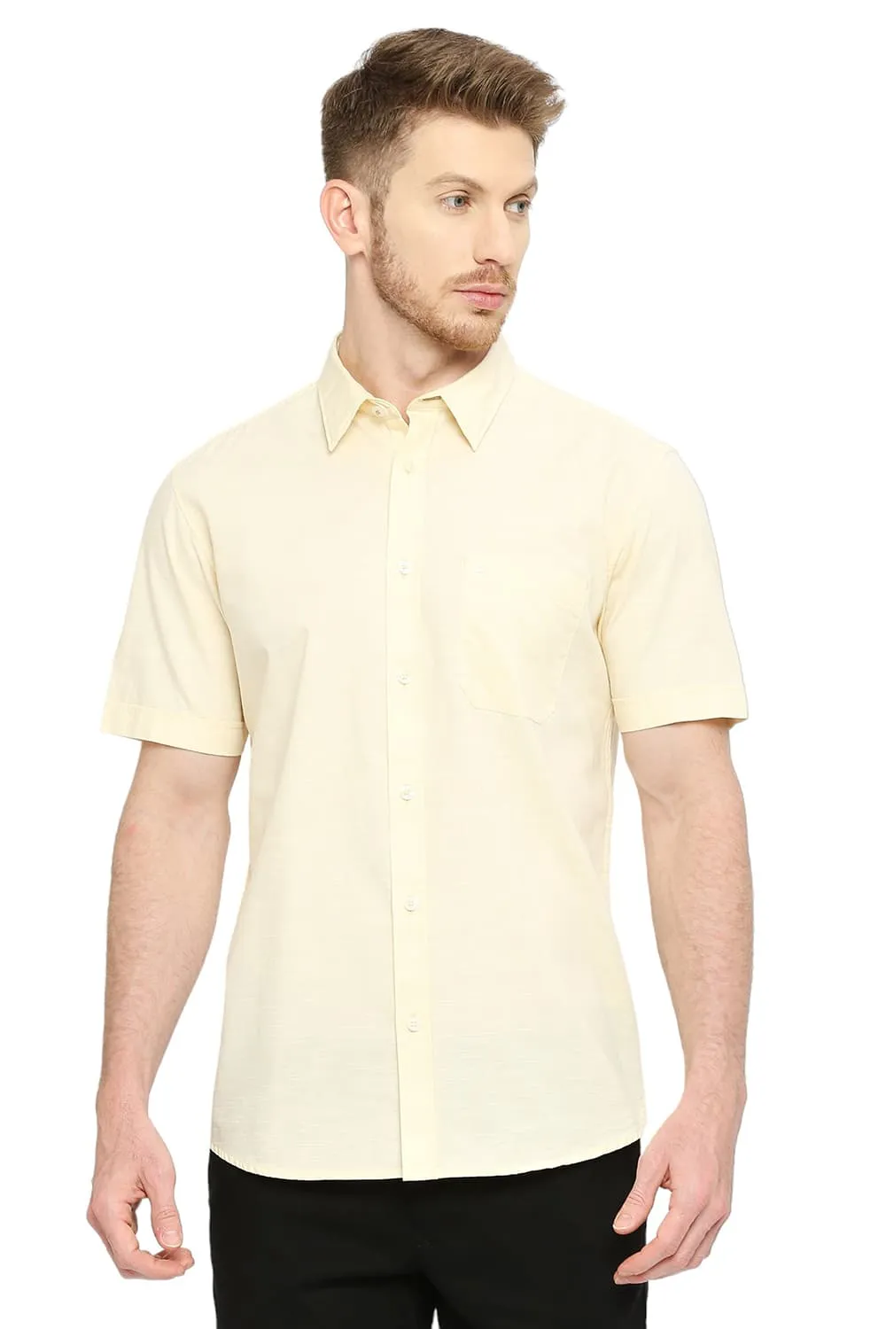 Slim Fit Cotton Slub Halfsleeves Shirt