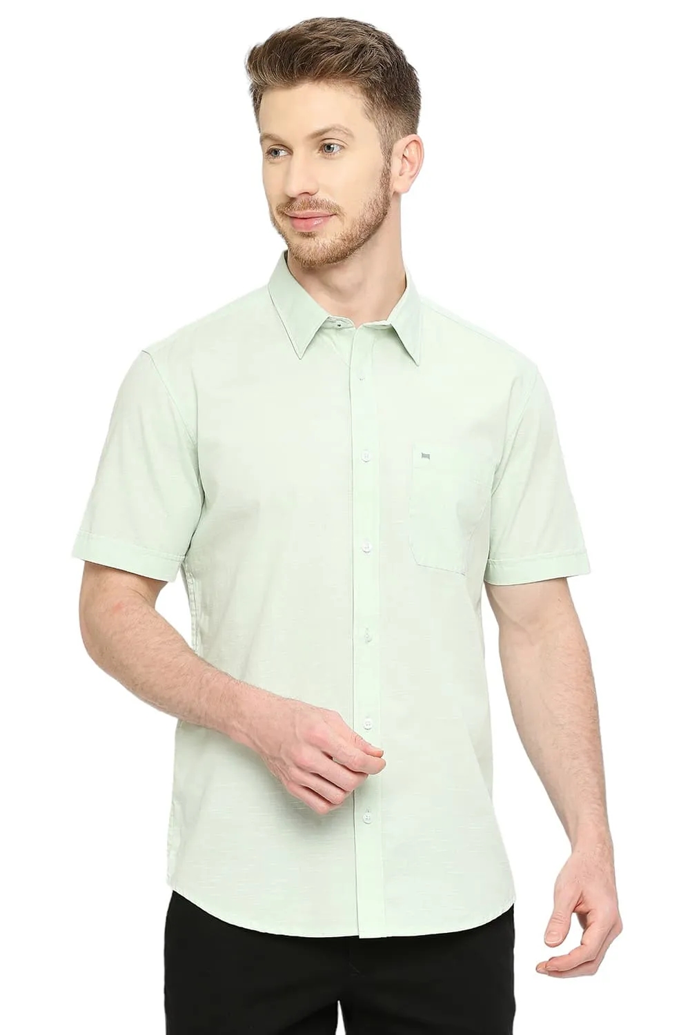 Slim Fit Cotton Slub Halfsleeves Shirt