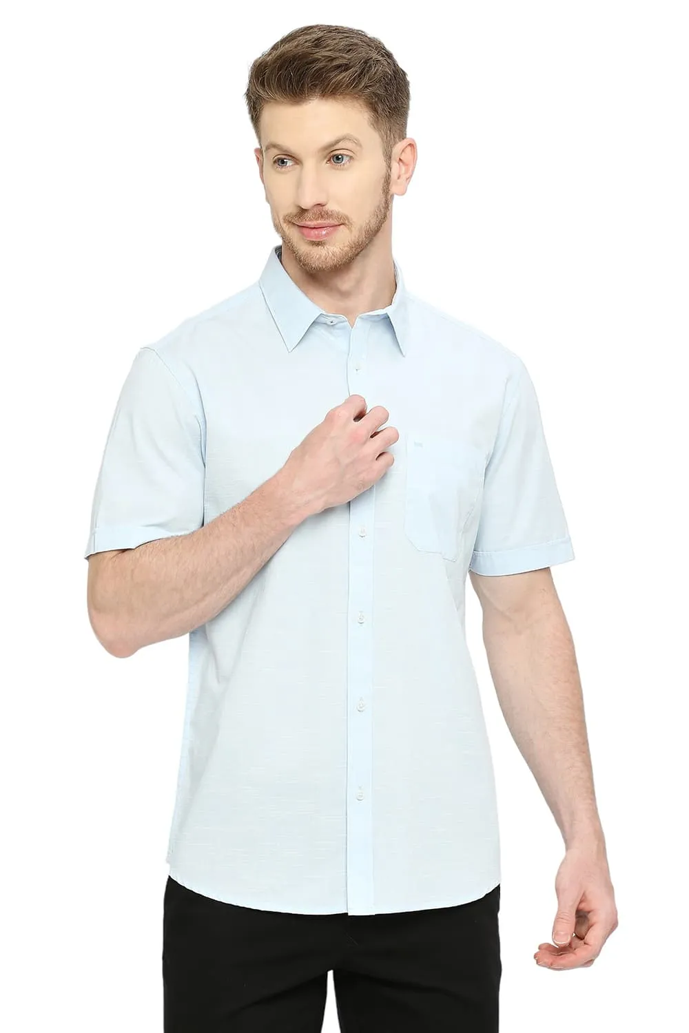 Slim Fit Cotton Slub Halfsleeves Shirt