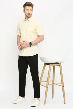 Slim Fit Cotton Slub Halfsleeves Shirt