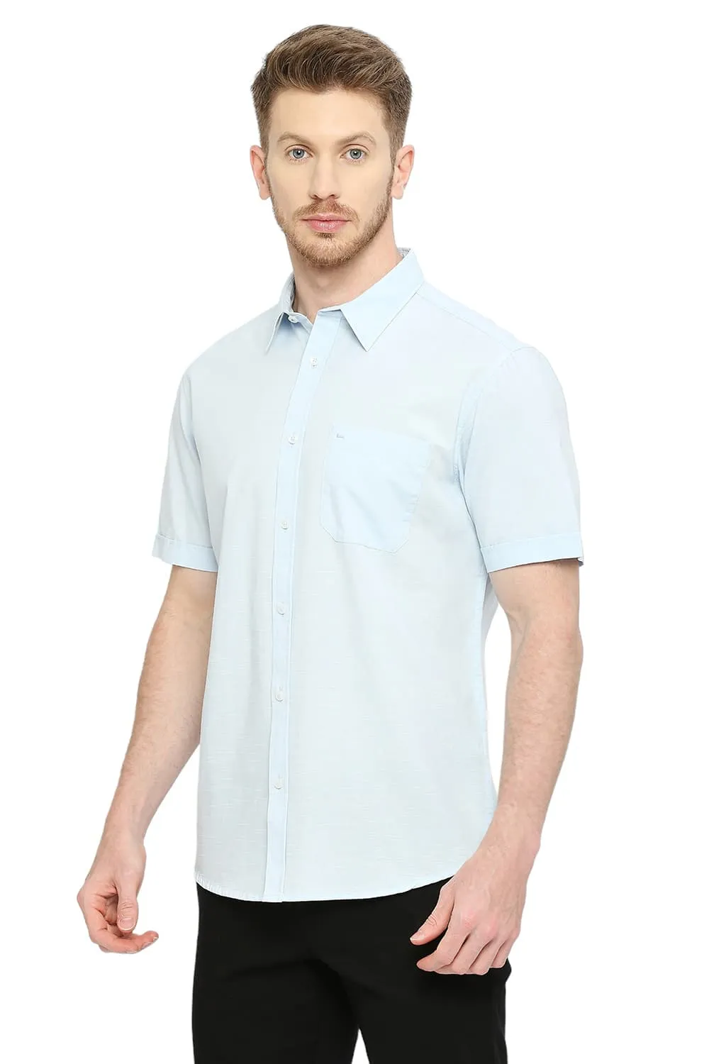 Slim Fit Cotton Slub Halfsleeves Shirt