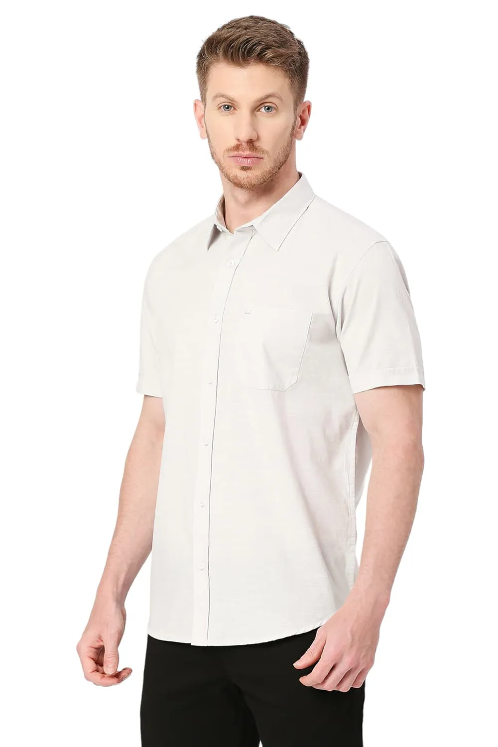 Slim Fit Cotton Slub Halfsleeves Shirt