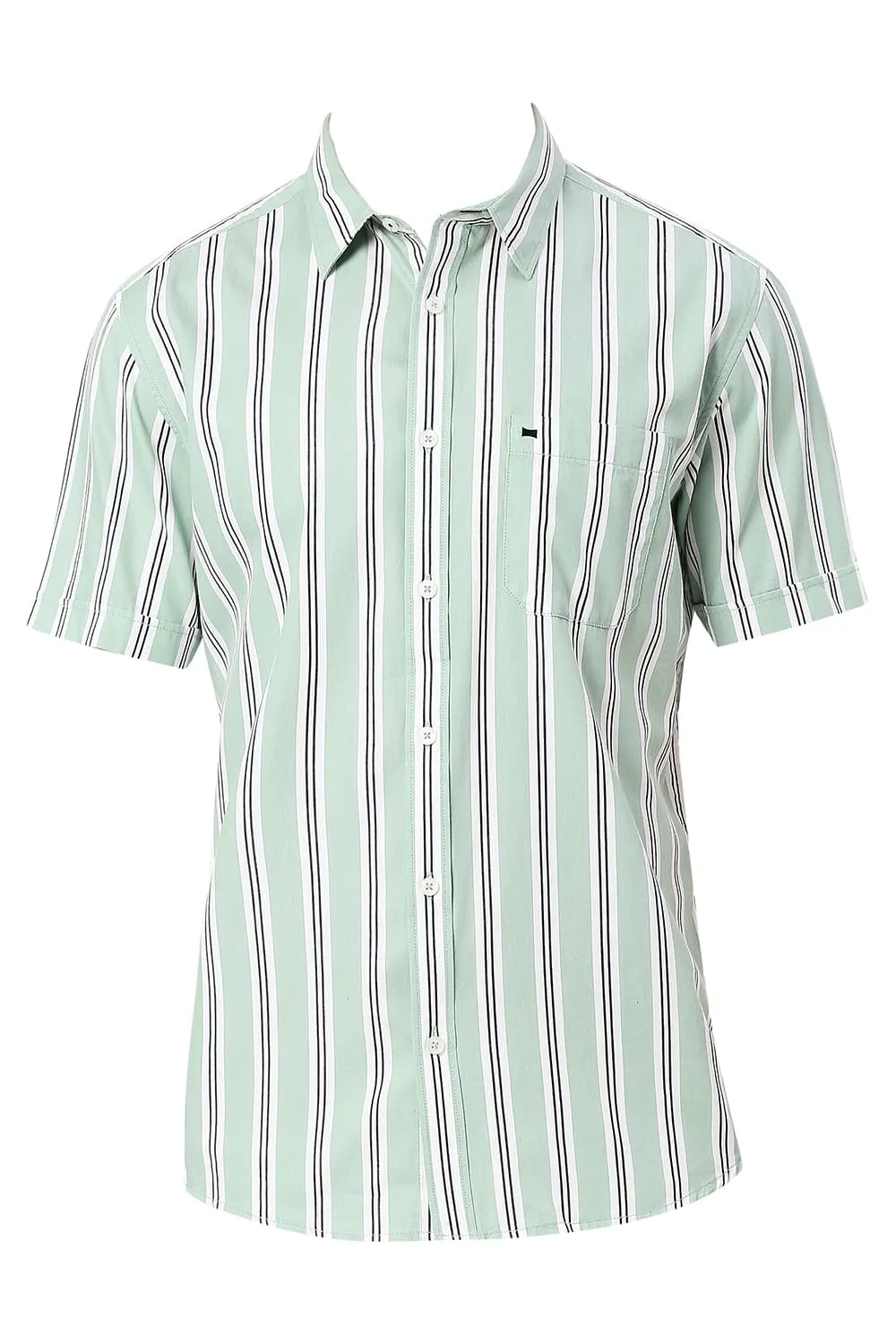 Slim Fit Cotton Twill Stripes Halfsleeves Shirt