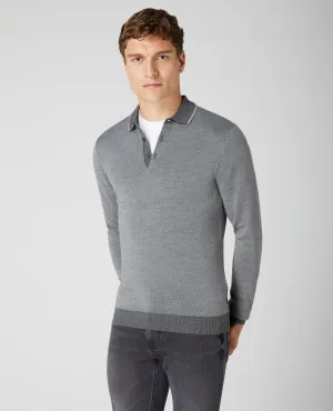 Slim Fit Merino Wool-Blend Long Sleeve knitted Polo