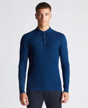 Slim Fit Merino Wool-Blend Long Sleeve Knitted Polo