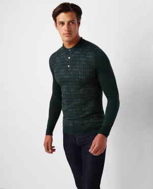 Slim Fit Merino Wool-Blend Long Sleeve Polo Shirt