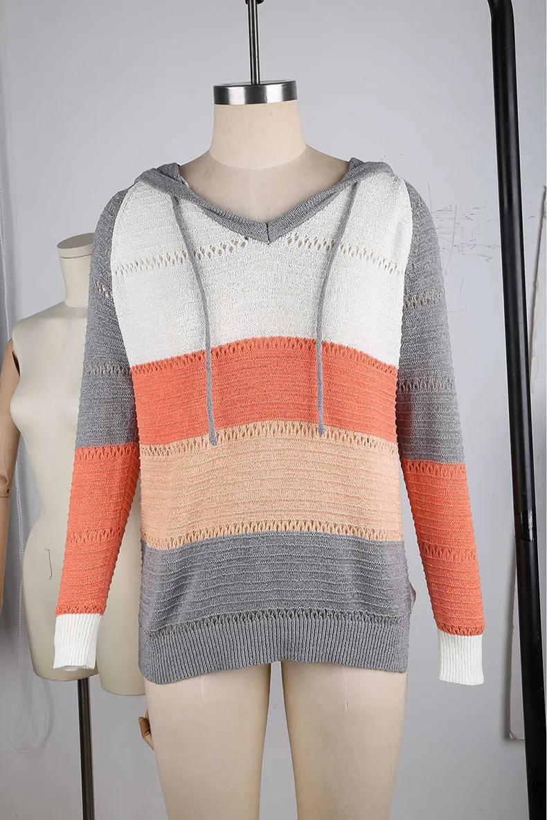 Street Fashion Autumn and Winter Knitted Hoodie Sweater Women Wear Long-sleeved Blouse