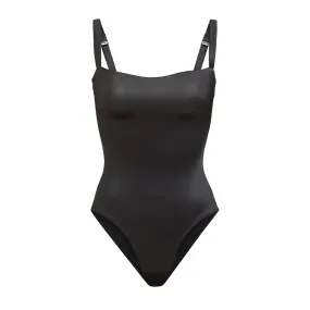 STRETCH SATIN SMOOTHING BODYSUIT | ONYX