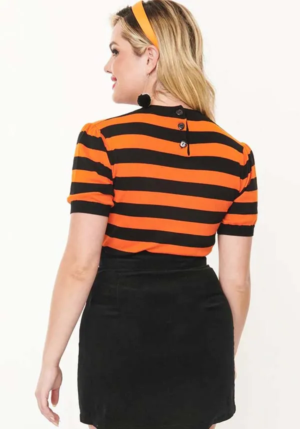 Stripe Heart [Black/Orange] | SWEATER