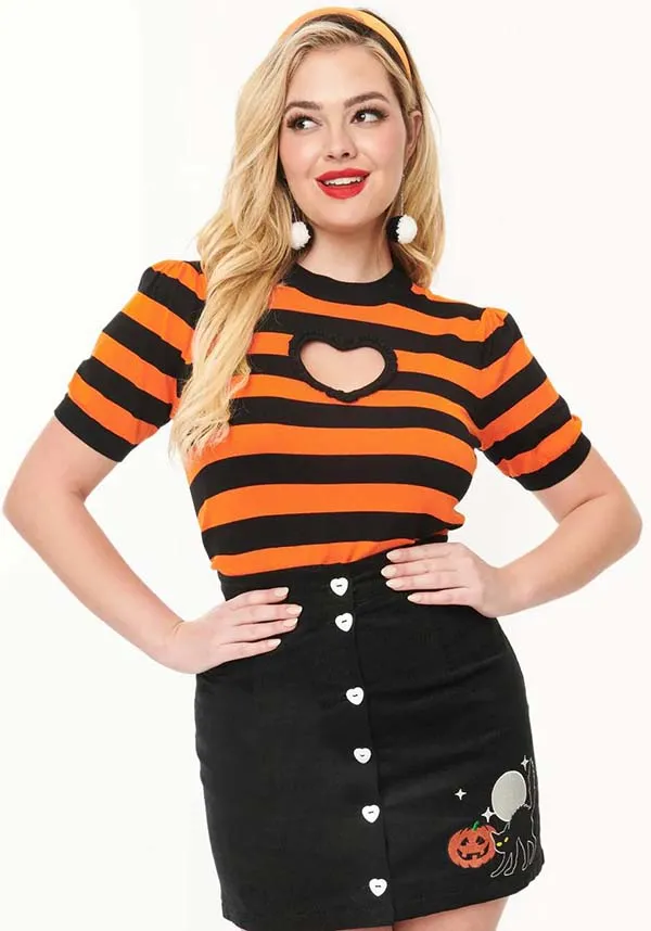 Stripe Heart [Black/Orange] | SWEATER