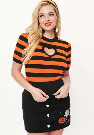 Stripe Heart [Black/Orange] | SWEATER