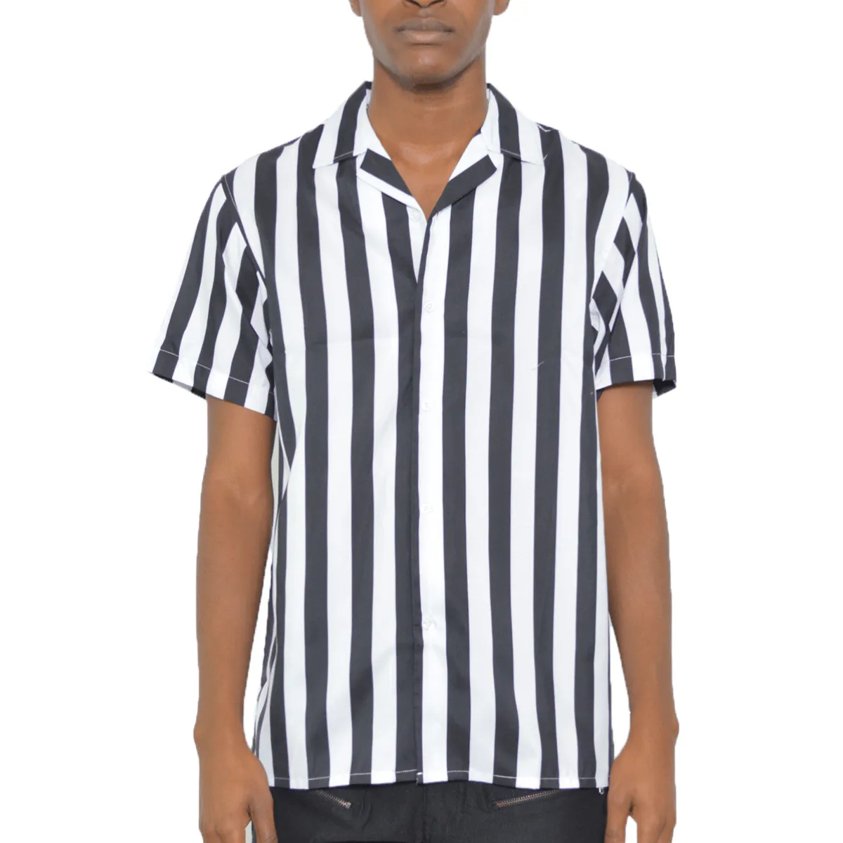 Striped Print Button-Down Shirt for Men