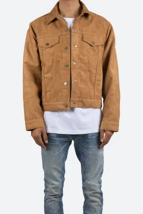 Suede Trucker Jacket - Brown