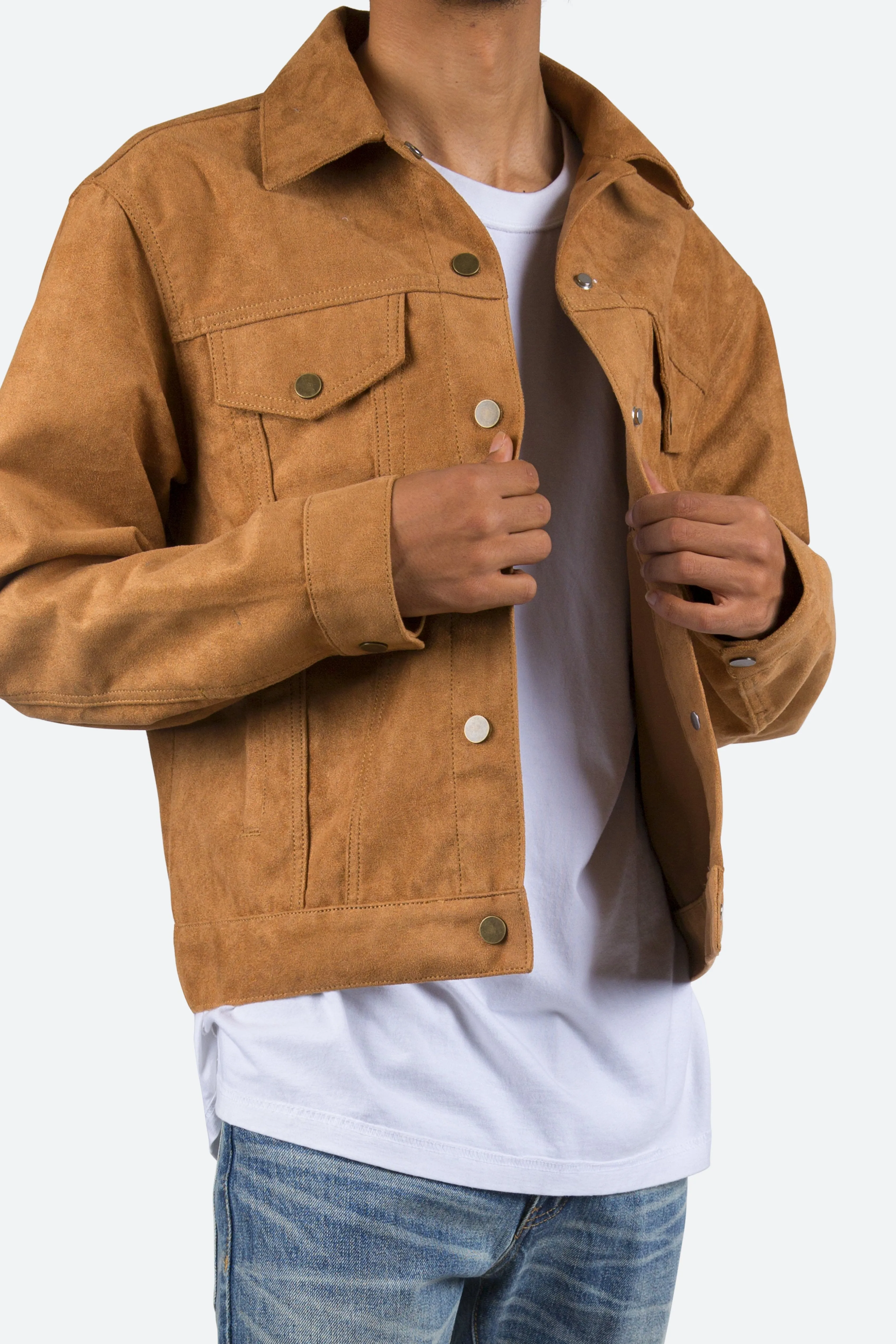 Suede Trucker Jacket - Brown