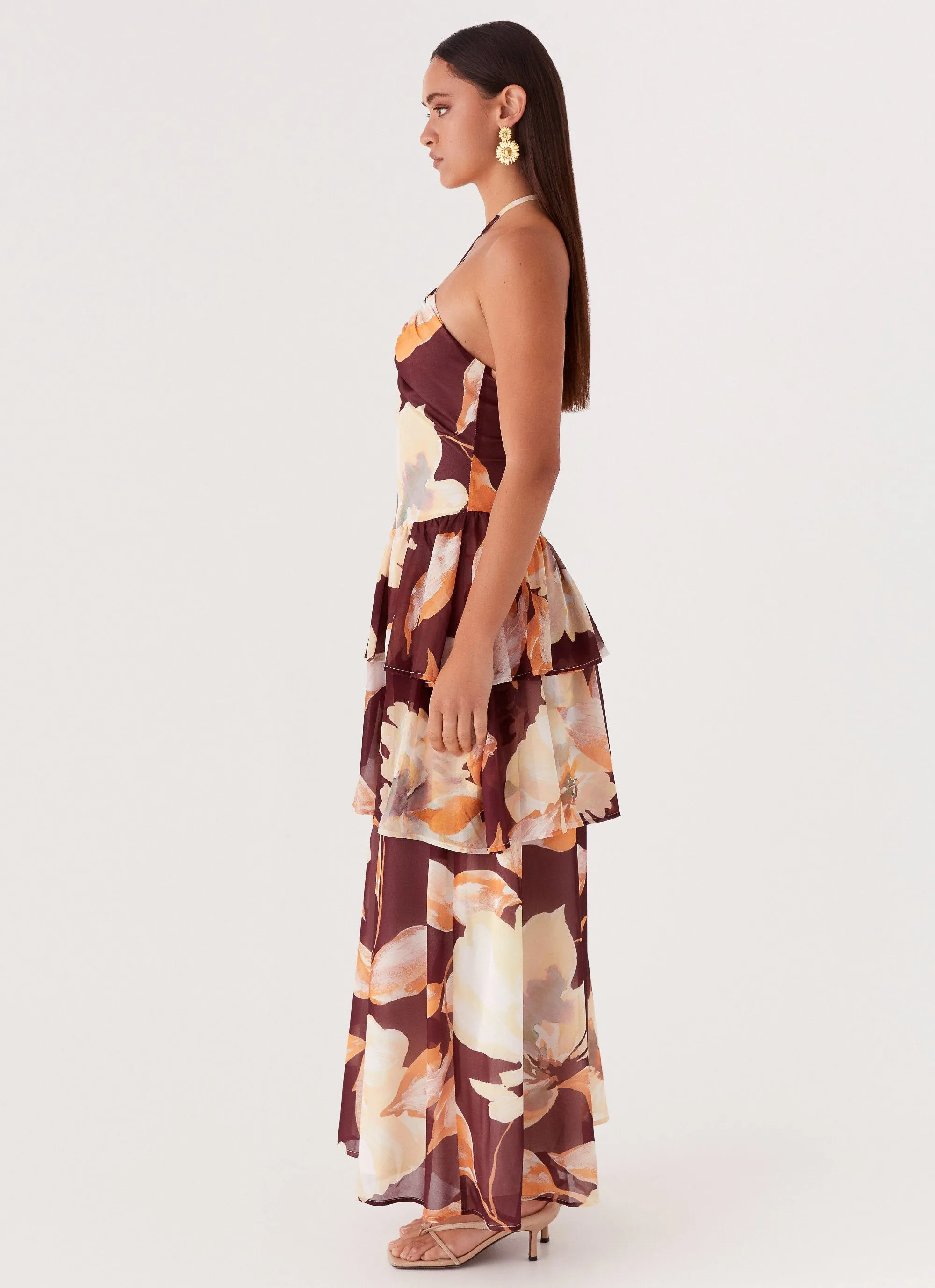 Sunset Chaser Maxi Dress - Brown Floral