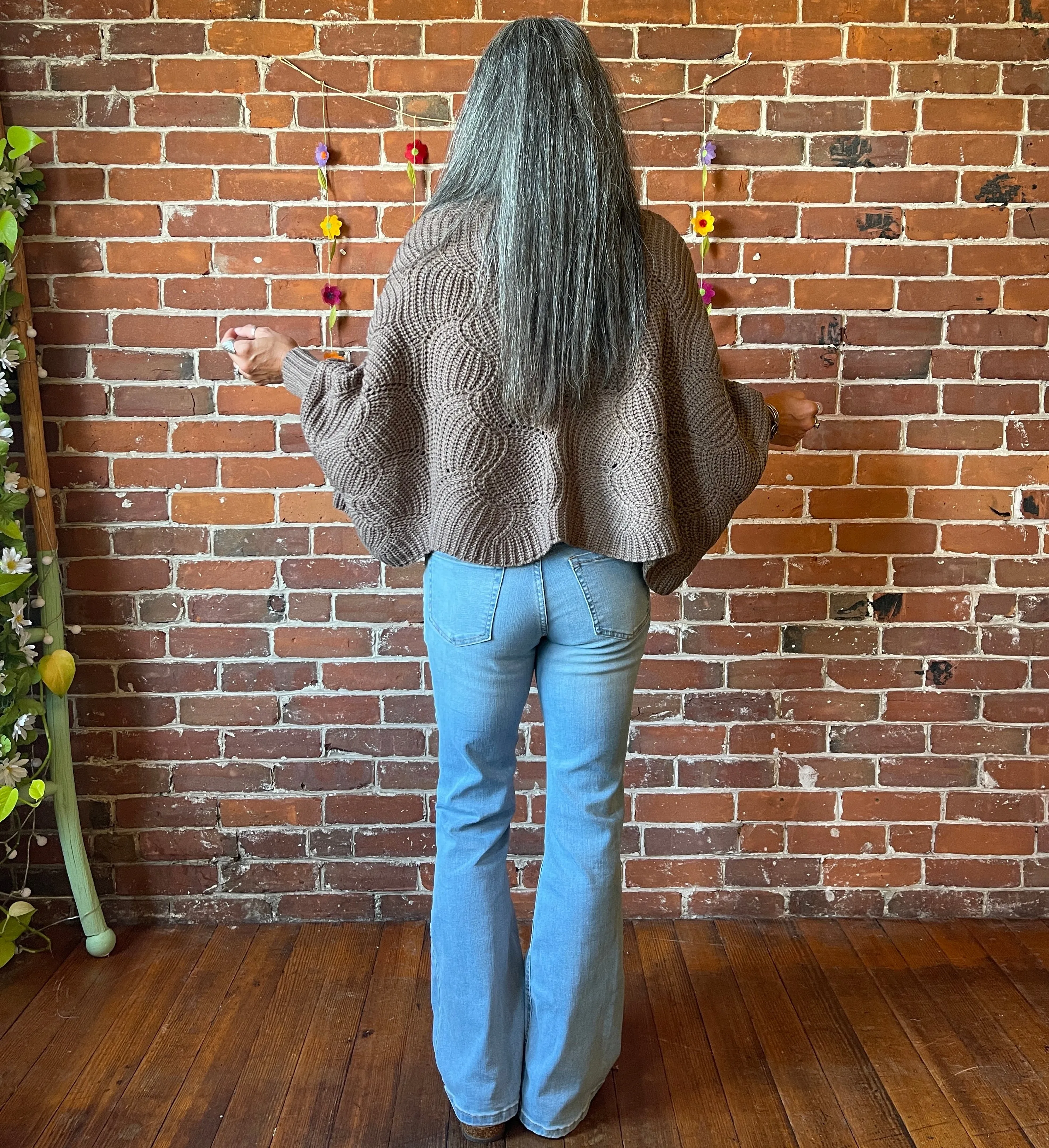 The Coffee Shop Poncho Sweater with Sleeves - Latte