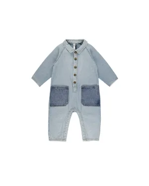 The Collared Jumpsuit by Rylee   Cru - Light Denim - BABY