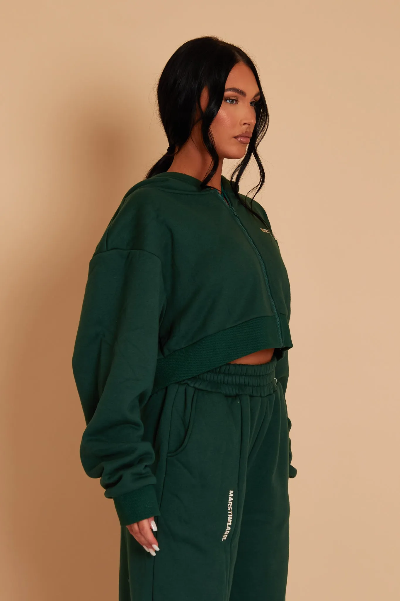 The Essentials Cropped Jacket - Forest Green