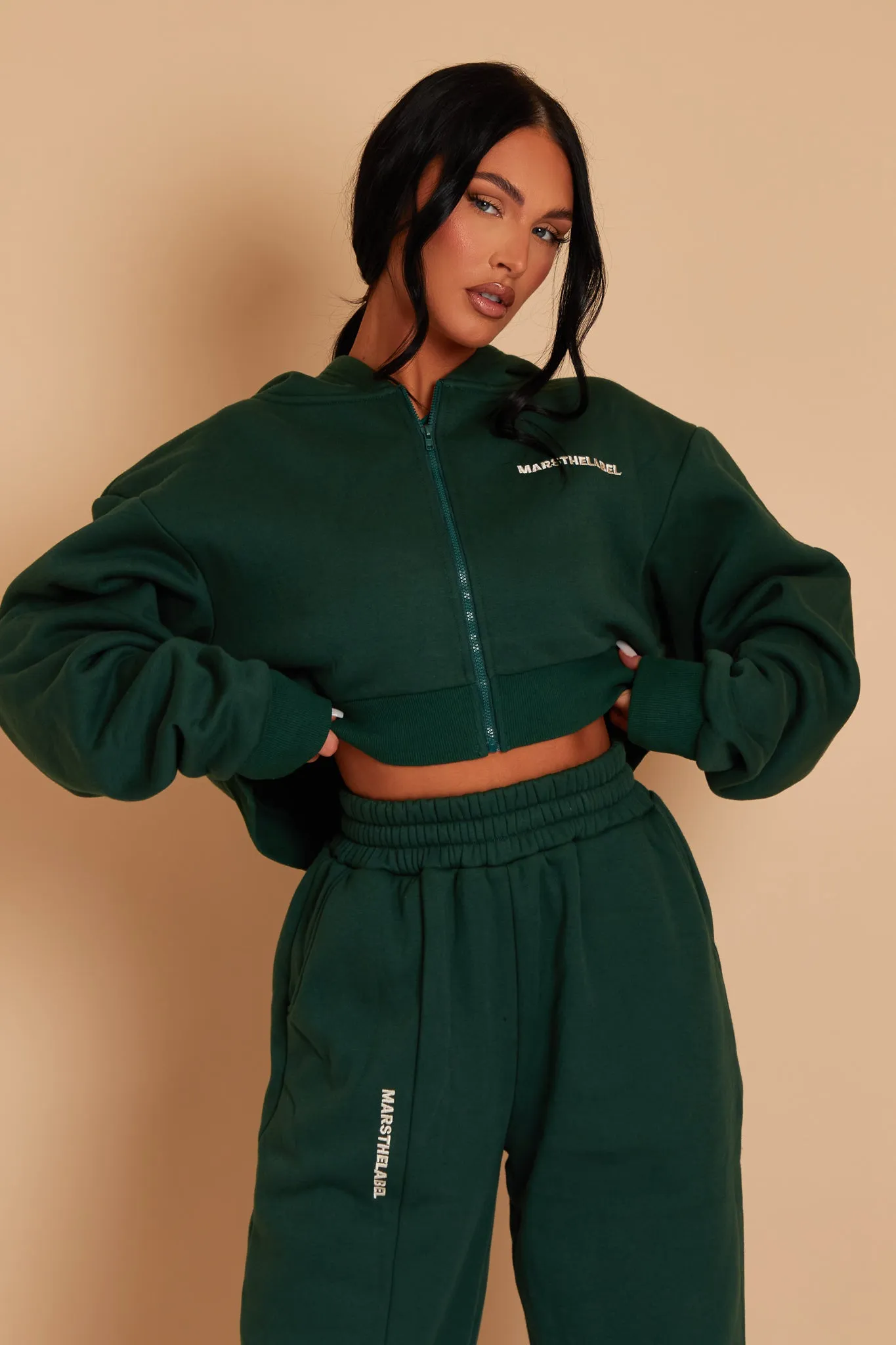 The Essentials Cropped Jacket - Forest Green