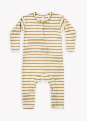 The Ribbed Baby Jumpsuit by Quincy Mae - Honey Stripe