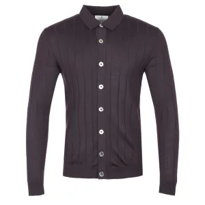 Thomas Maine Shirt Full Button Knit Through in Plum