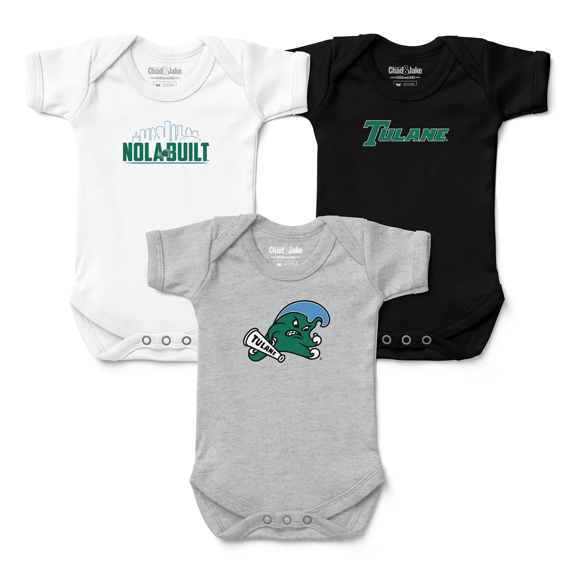 Tulane Green Wave 3-Pack Bodysuits