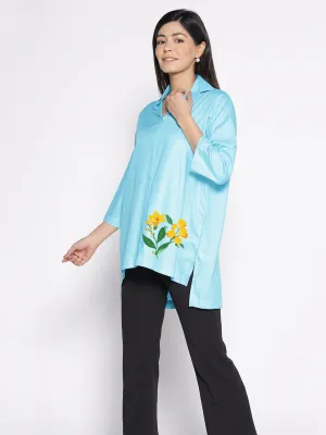 Turquoise Rayon ShirtTop - Narciso