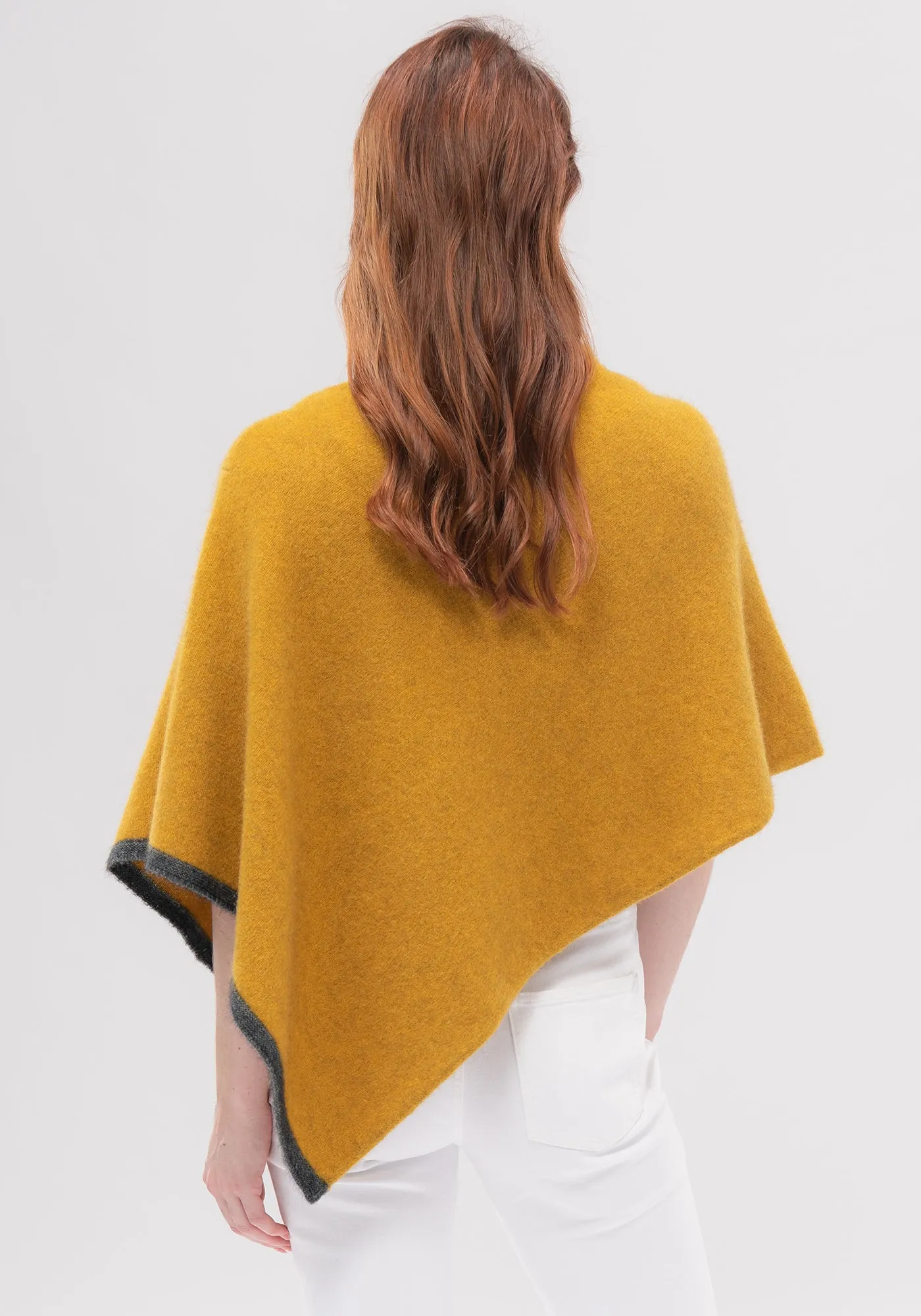 Two Tone Poncho - Fine Merino Wool, Brushtail Possum Fibre, Mulberry Silk Poncho - Made in New Zealand