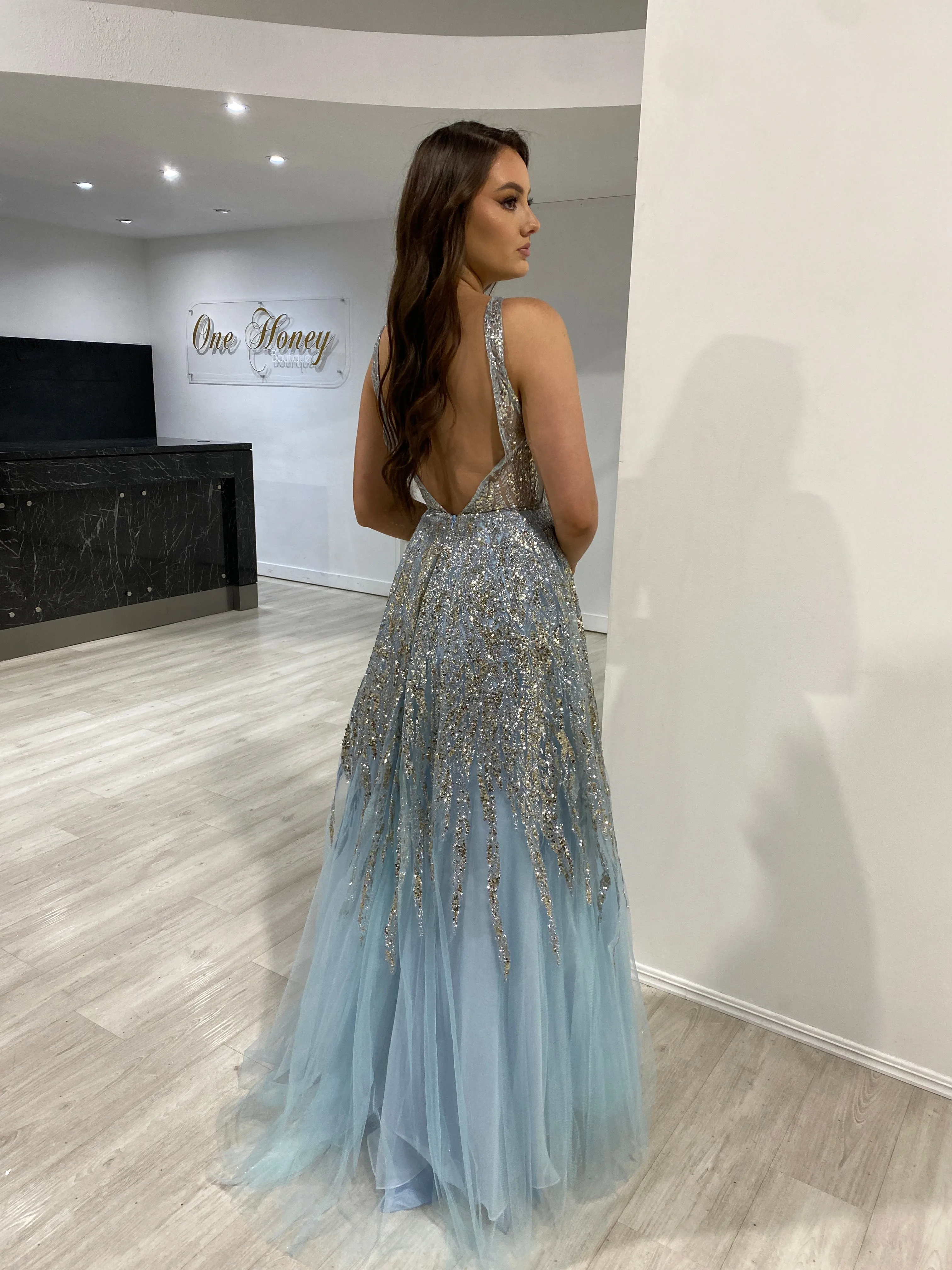 VIANNE Glitter Tulle A-Line Prom & Formal Dress