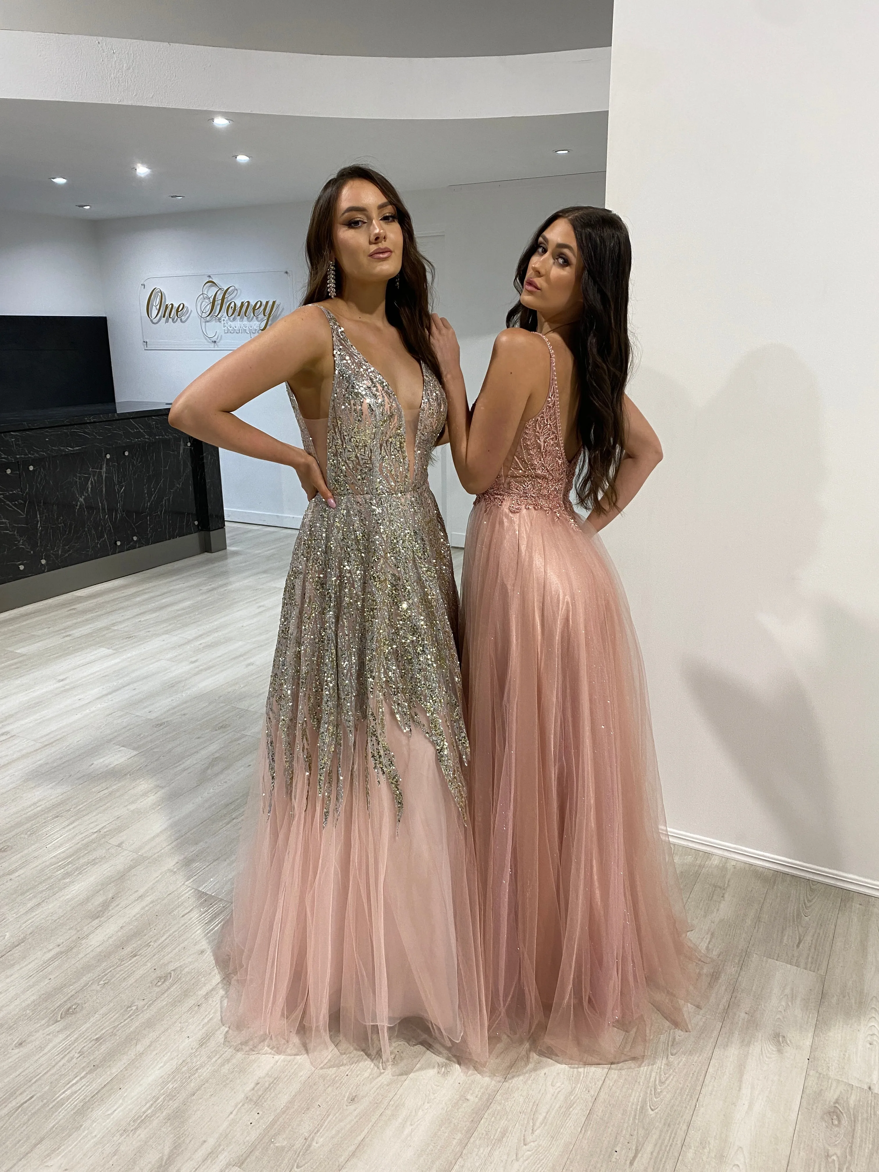 VIANNE Glitter Tulle A-Line Prom & Formal Dress