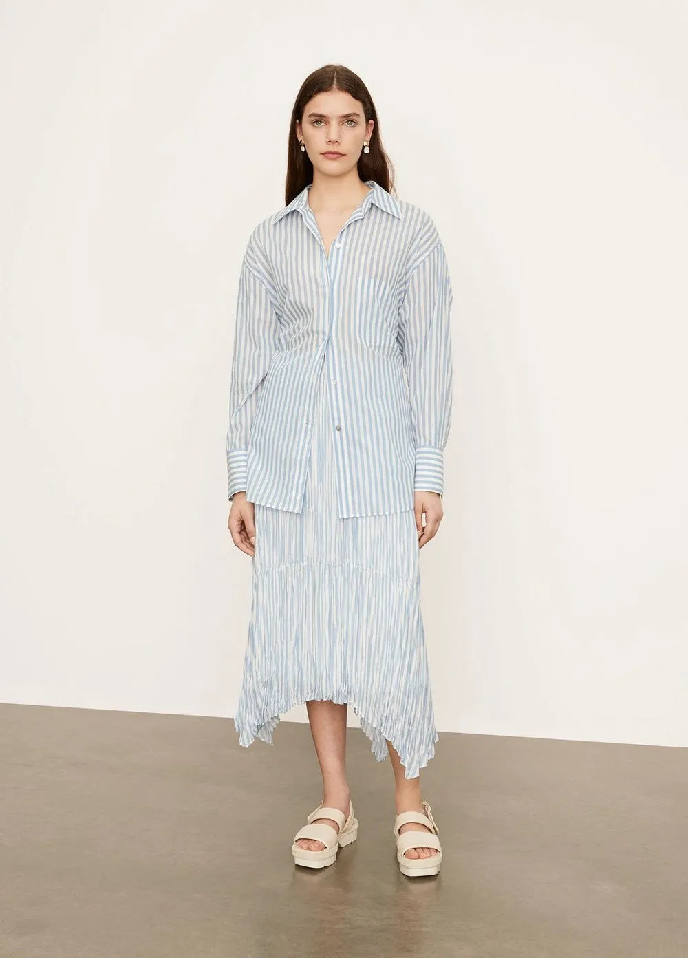 Vince Oversized Long Sleeve Blue Stripe Shirt