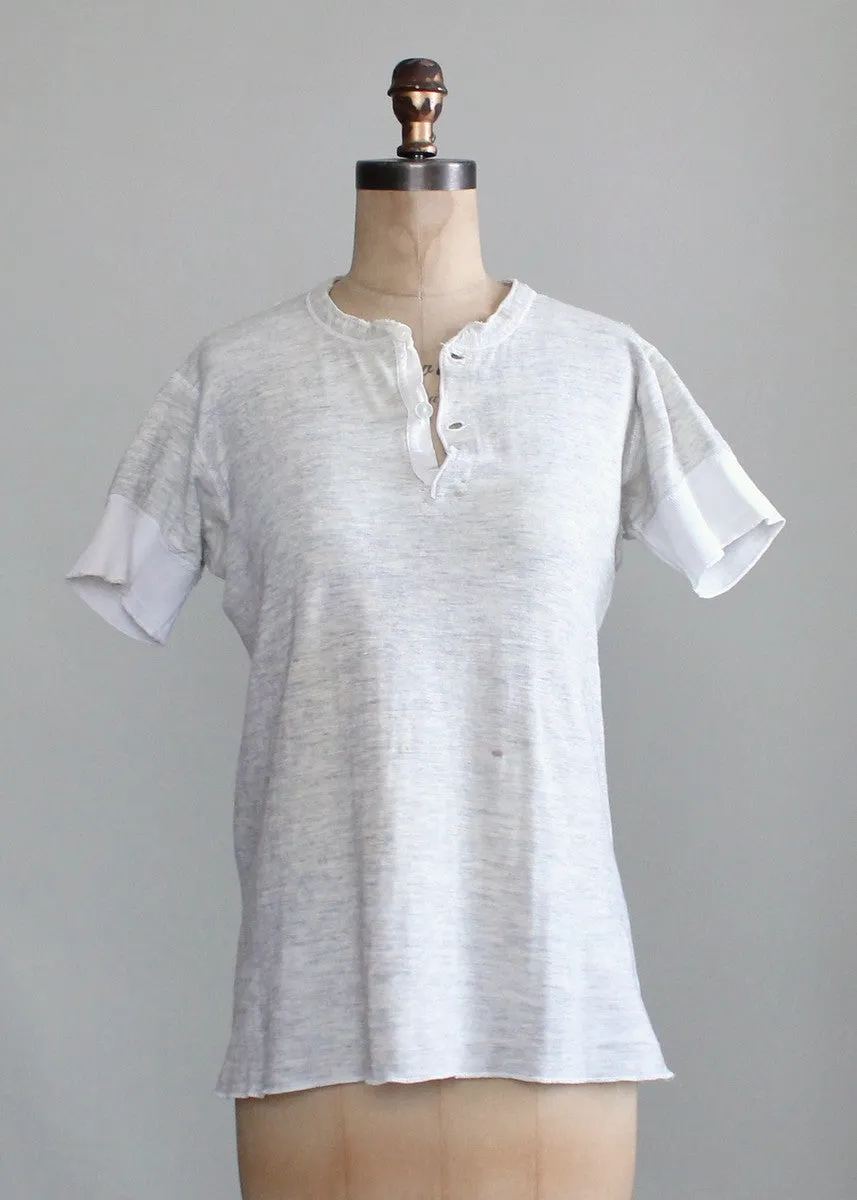 Vintage 1930s Distressed Menswear Henley T-Shirt