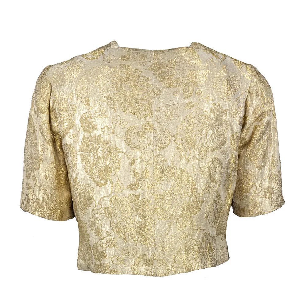 Vintage 30s Gold Metallic Lamé Evening Bolero