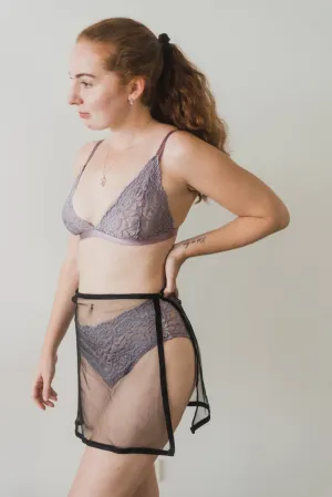 Viola Purple Lingerie Set with Black Sheer Skirt