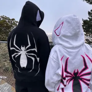 Wenkouban jacket Dark Sweatshirt Men's and Women's Hoodie Gothic Couple Harajuku Large Size Spider Print Zipper Guard