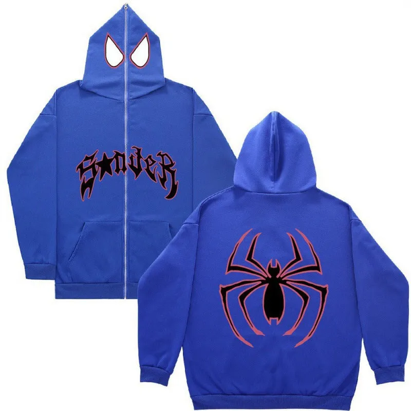 Wenkouban jacket Dark Sweatshirt Men's and Women's Hoodie Gothic Couple Harajuku Large Size Spider Print Zipper Guard