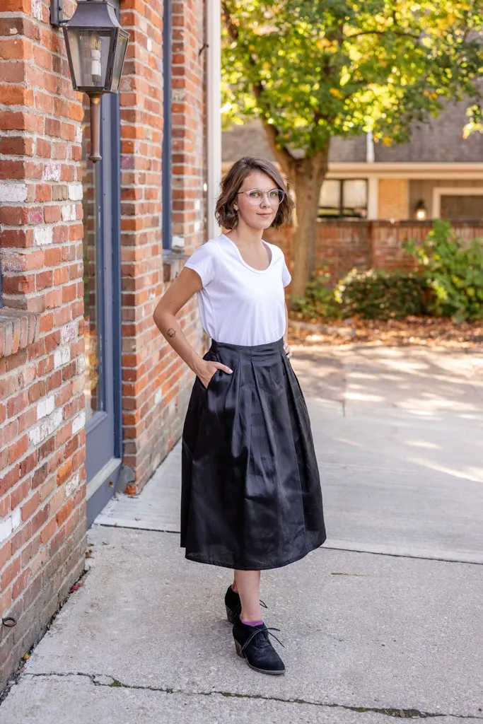 Wide Box Pleat Skirt