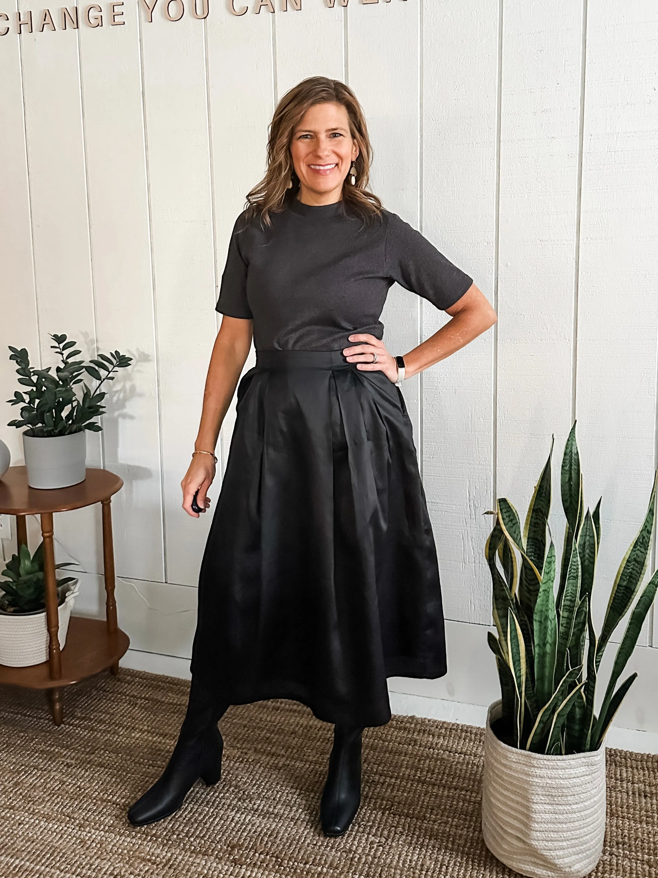 Wide Box Pleat Skirt