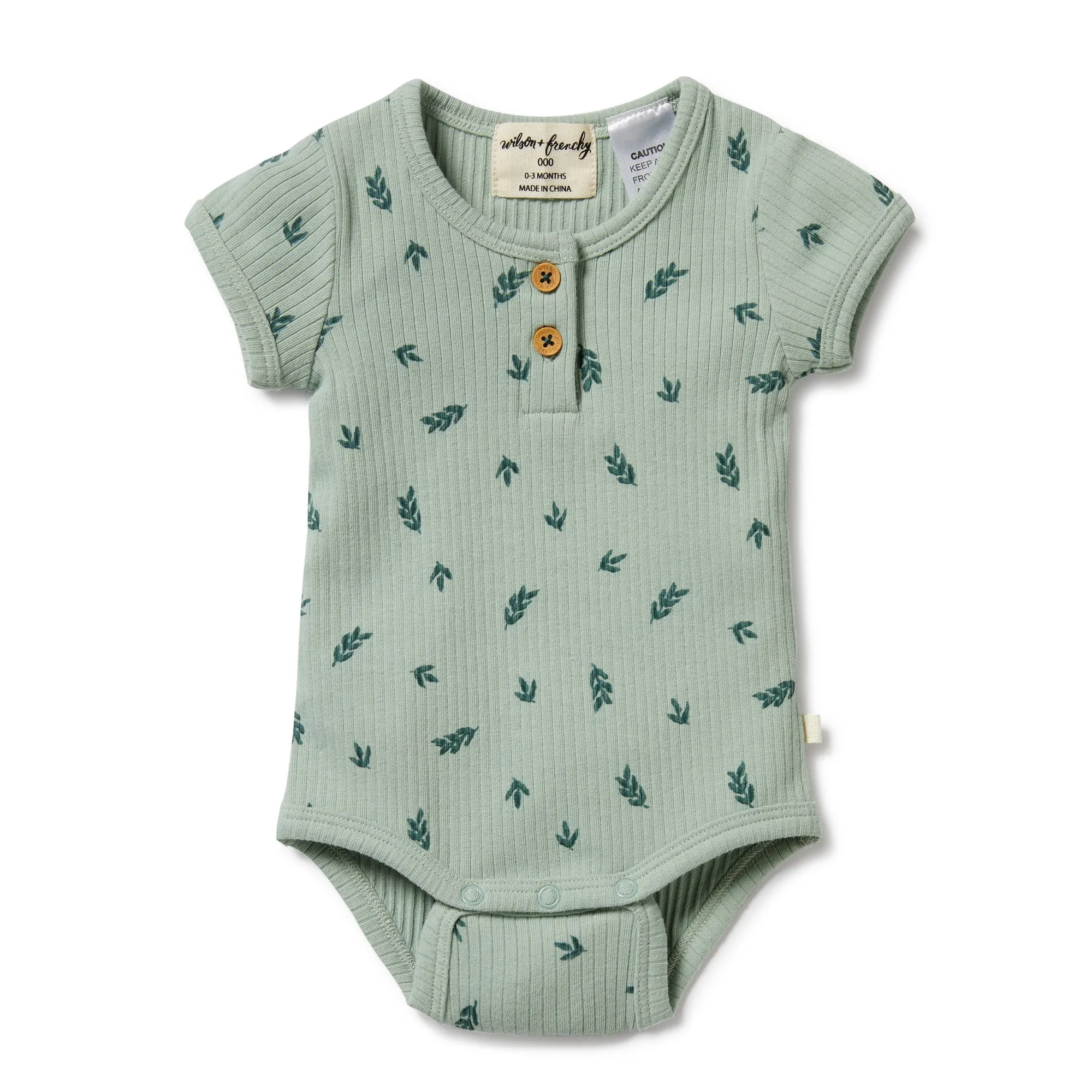 Wilson and Frenchy Organic Rib Henley Bodysuit Falling Leaf