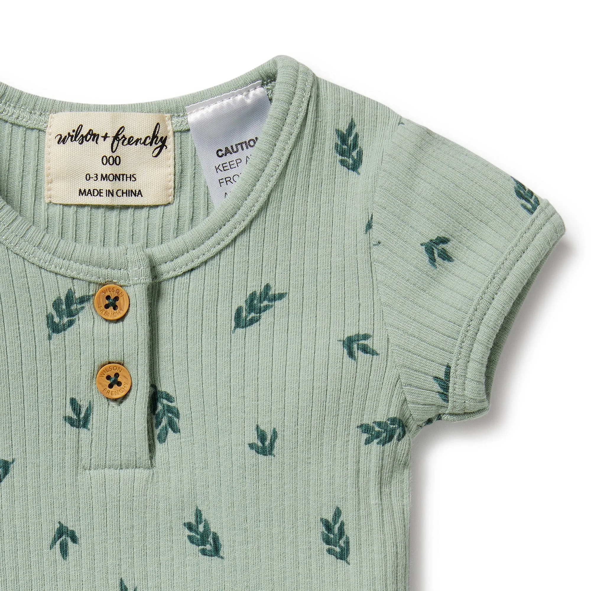 Wilson and Frenchy Organic Rib Henley Bodysuit Falling Leaf