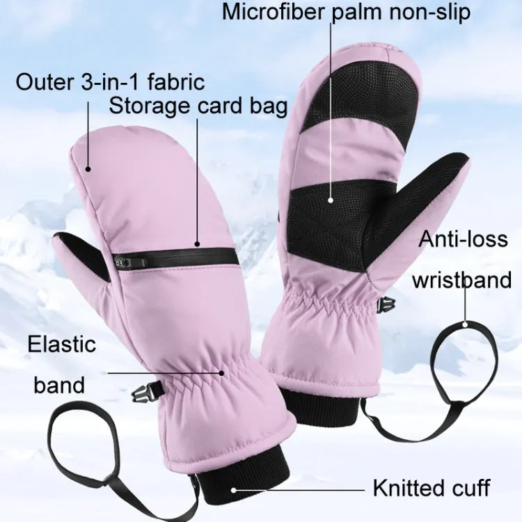 Winter Padded Ski Gloves Outdoor Windproof Warm Sports Gloves, Size: XS(White)