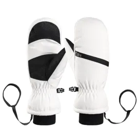 Winter Padded Ski Gloves Outdoor Windproof Warm Sports Gloves, Size: XS(White)