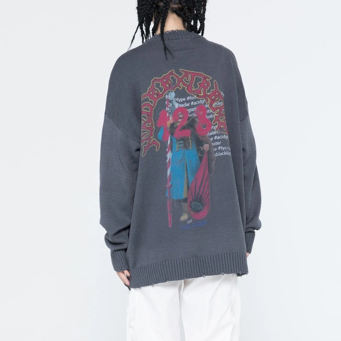 WLS Dark Character Graffiti Knitted Sweater