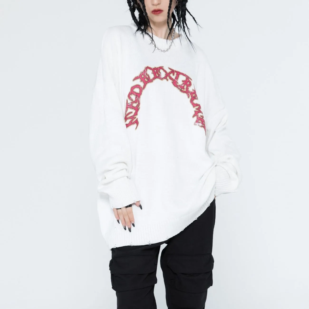 WLS Dark Character Graffiti Knitted Sweater