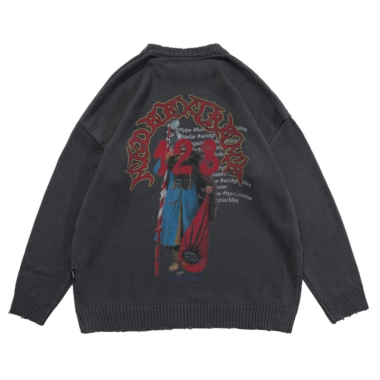 WLS Dark Character Graffiti Knitted Sweater