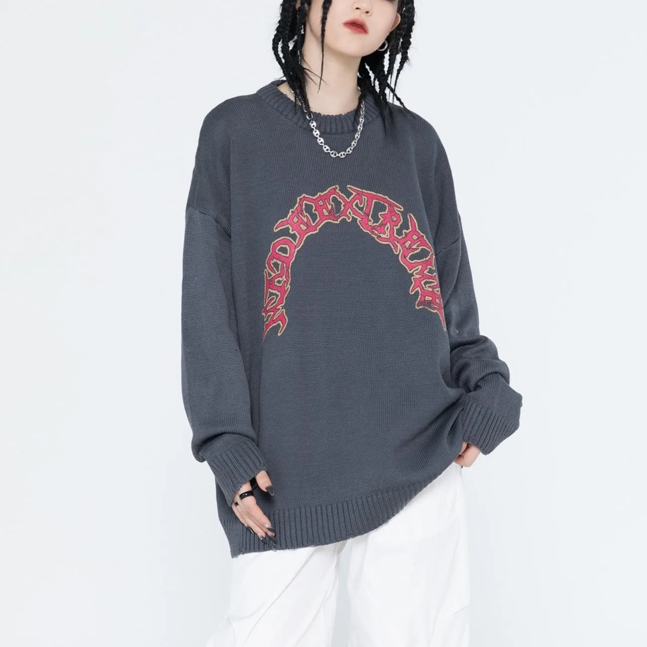 WLS Dark Character Graffiti Knitted Sweater