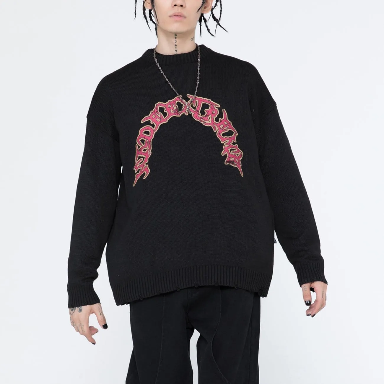 WLS Dark Character Graffiti Knitted Sweater