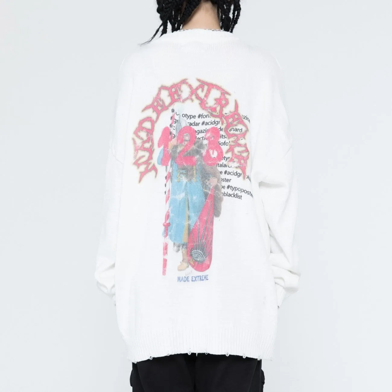 WLS Dark Character Graffiti Knitted Sweater